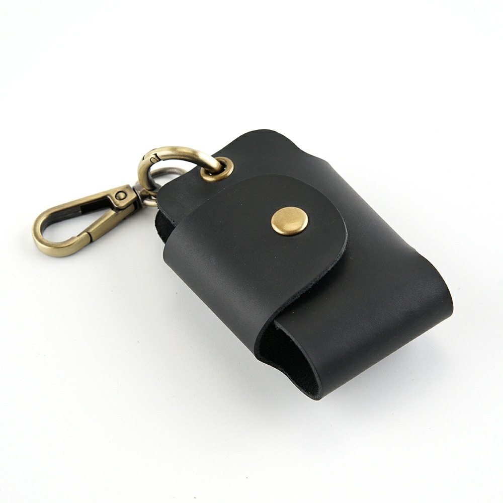 Retro leather car key bag men's genuine leather universal simple zipper bag mini waist car key protection case