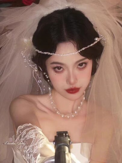 Жемчужное колье, элитное колье-чокер, цепочка на шею, свадебное колье-чокер, аксессуар-цепочка на ключицы, элегантный и изысканный.