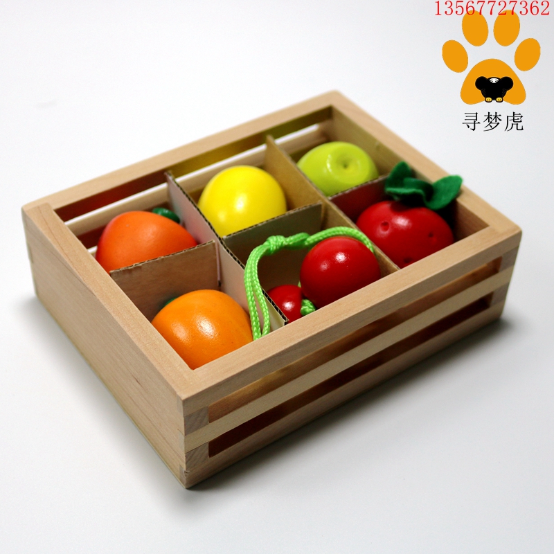 Wooden wine DIY scene super realistic simulation fruit box basket toy early education parent-child