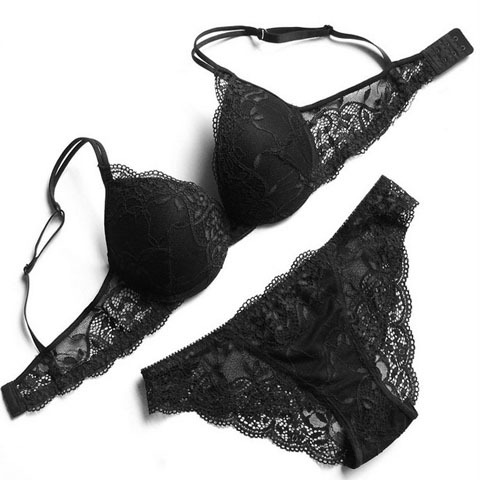 Daily Special European and American Deep V Push-Up Lace Bra Set Sexy Spaghetti Strap Red Girl's Underwear