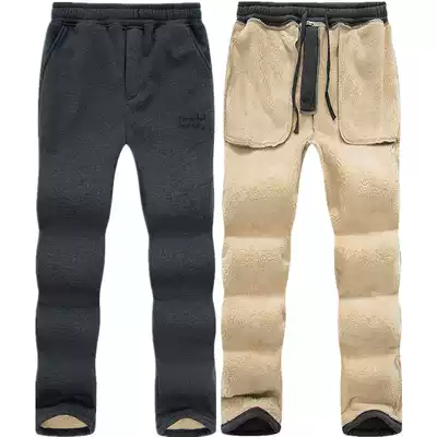 Autumn and winter padded casual pants men's sports trousers warm sanitary pants loose cotton pants outdoor fleece pants