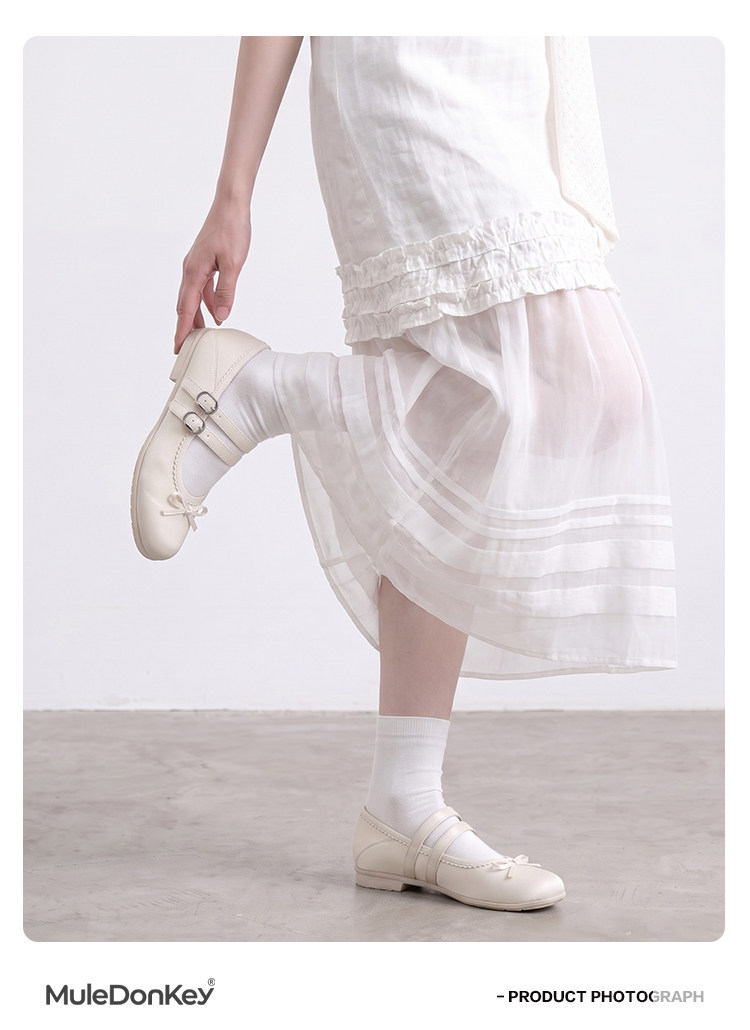Mule Donkey Bow Strap Mary Jane Ballet Flat