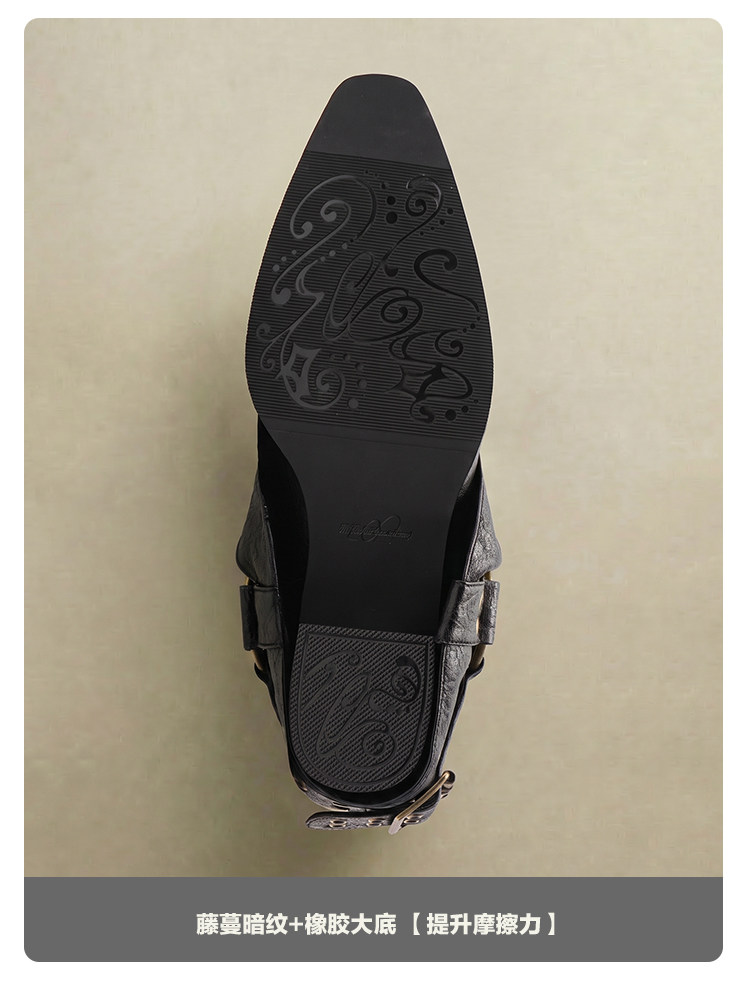 Mule Donkey Studded Pointed-Toe Mid-Calf Boots