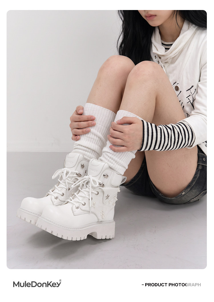 Mule Donkey Lace-Up Platform Martin Boot