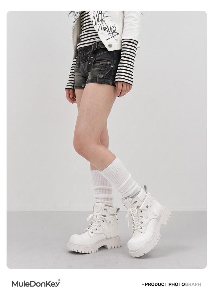 Mule Donkey Lace-Up Platform Martin Boot