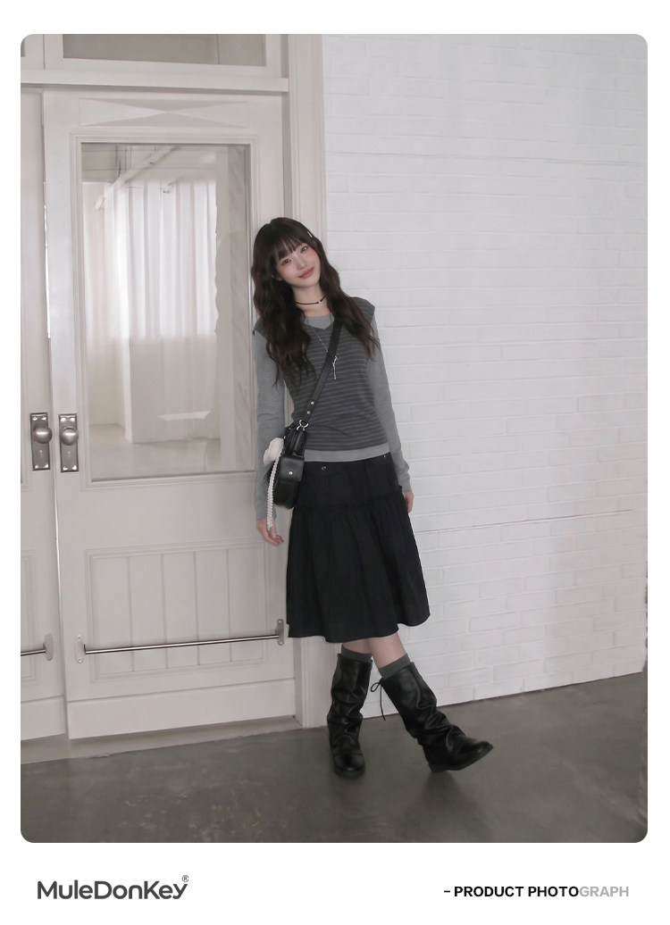 Mule Donkey Suede Drawstring Mid-Calf Boot