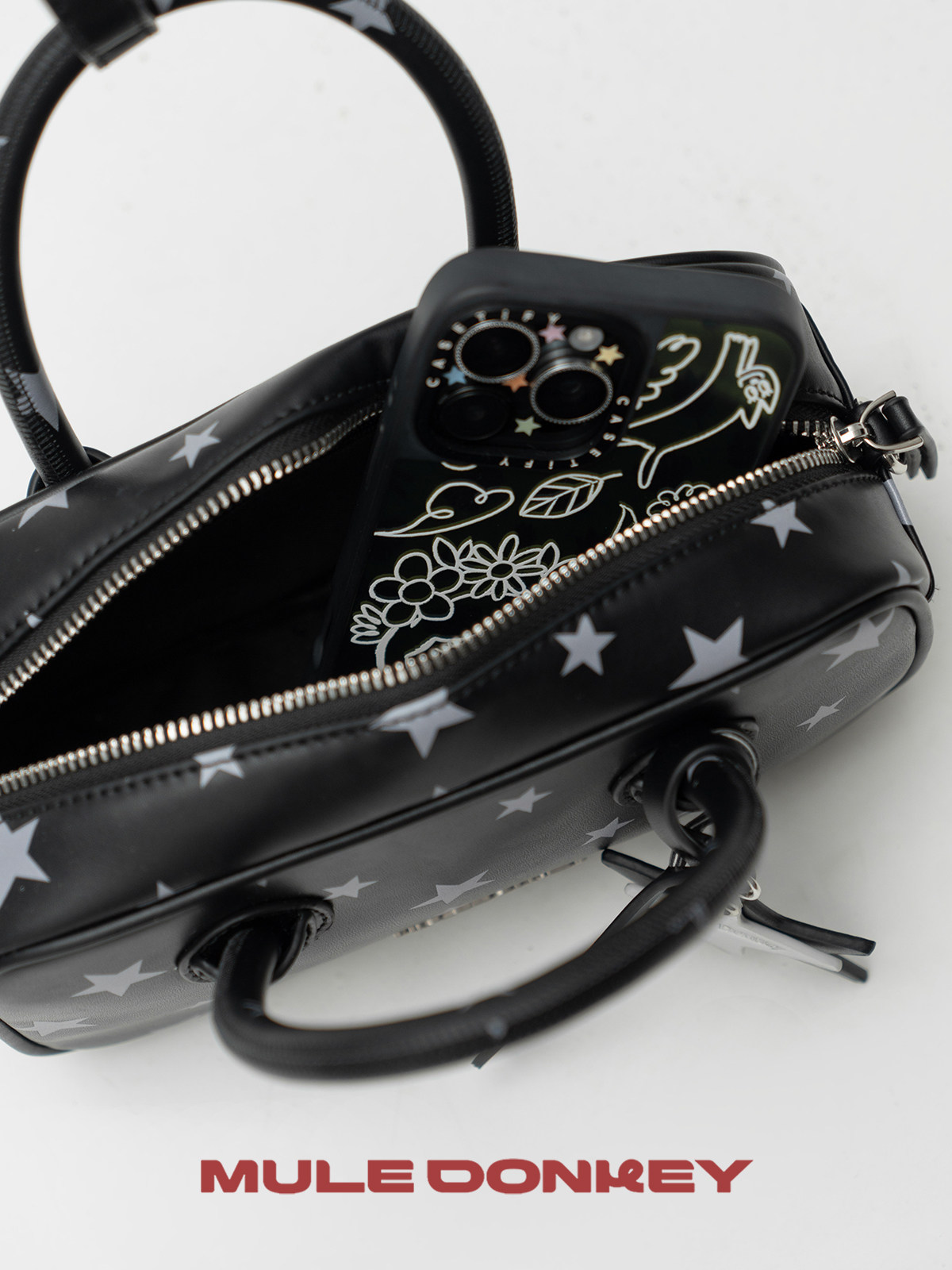Talkative donkey Donkey polka dot star handbag female Korean sundry small bag bowling bag single shoulder messenger bag