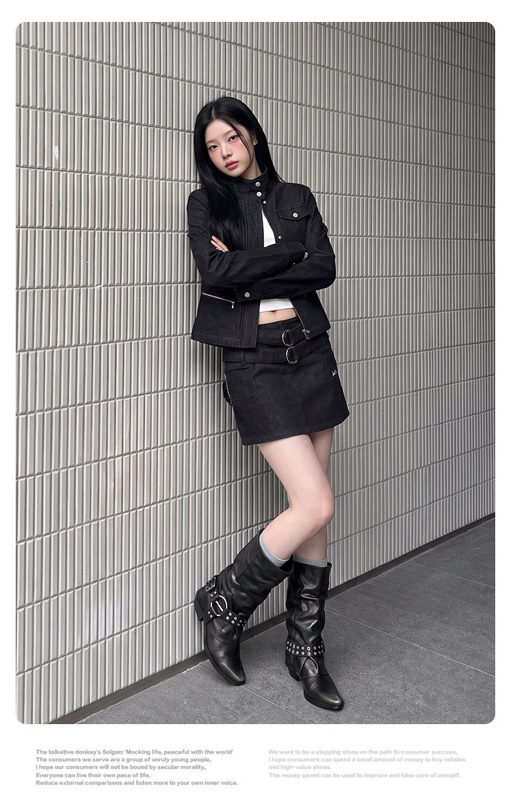 Mule Donkey PU Pointed-Toe Mid-Calf Boot