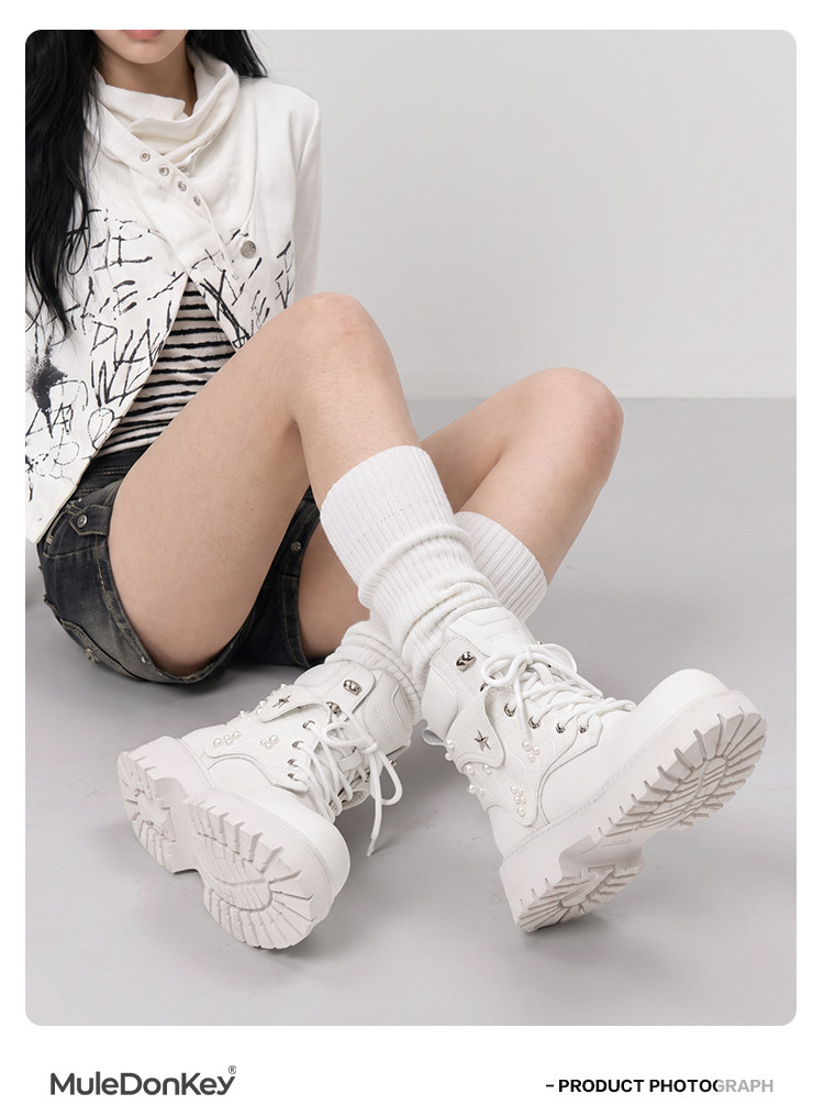 Mule Donkey Lace-Up Platform Martin Boot