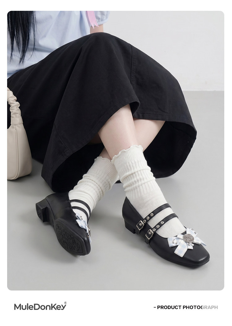 Mule Donkey Bow Square-Toe Mary Jane