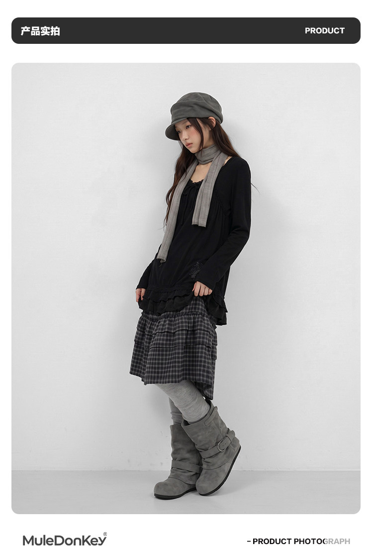 Mule Donkey Suede Buckle Strap Slouch Boot