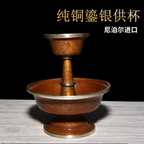 Eight auspicious carved pure copper and gilt silver protective cups Tibetan tantric supplies protective cups worship cup ornaments