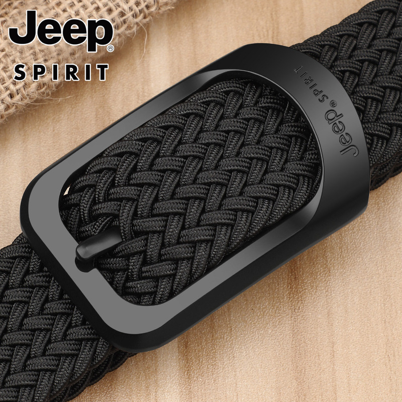 Jeep Tactical Summer Elastic Pin Buckle Woven No-Punch Belt for Men and Women, Trendy Elastic Military Training Canvas Belt