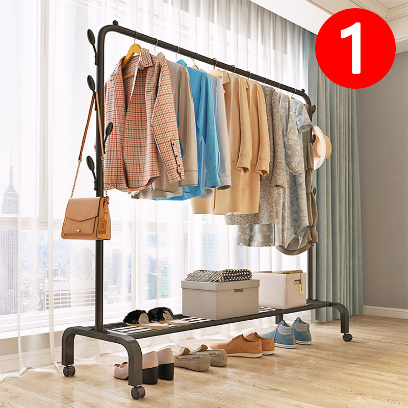 Simple drying rack floor-to-ceiling folding bedroom single pole indoor clothes rail hanging hanger balcony clothes rack home