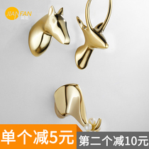 Nordic creative door clothes adhesive hook single punch-free metal gold luxury wall clothes and hats Wall clothes hook