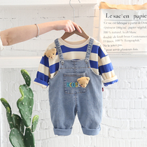 Balabala flagship store baby spring clothes mens spring and autumn overalls suit baby clothes two-piece cartoon