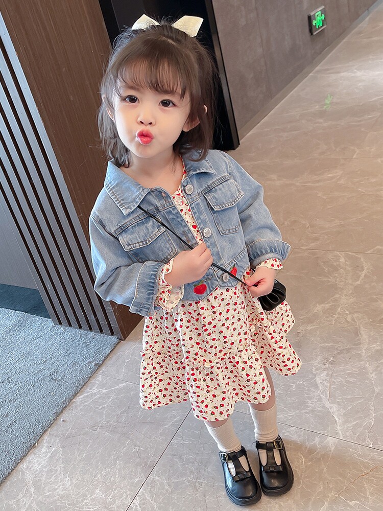 Balabala flagship store girl's spring clothing dress with dress for spring and autumn, and for two sets of female babies in spring 