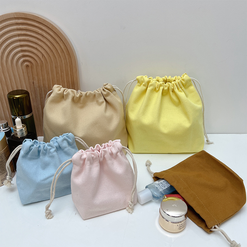 帆布收纳袋束口束口袋文玩耳机小布袋内胆包中包可携式姨妈巾收纳包