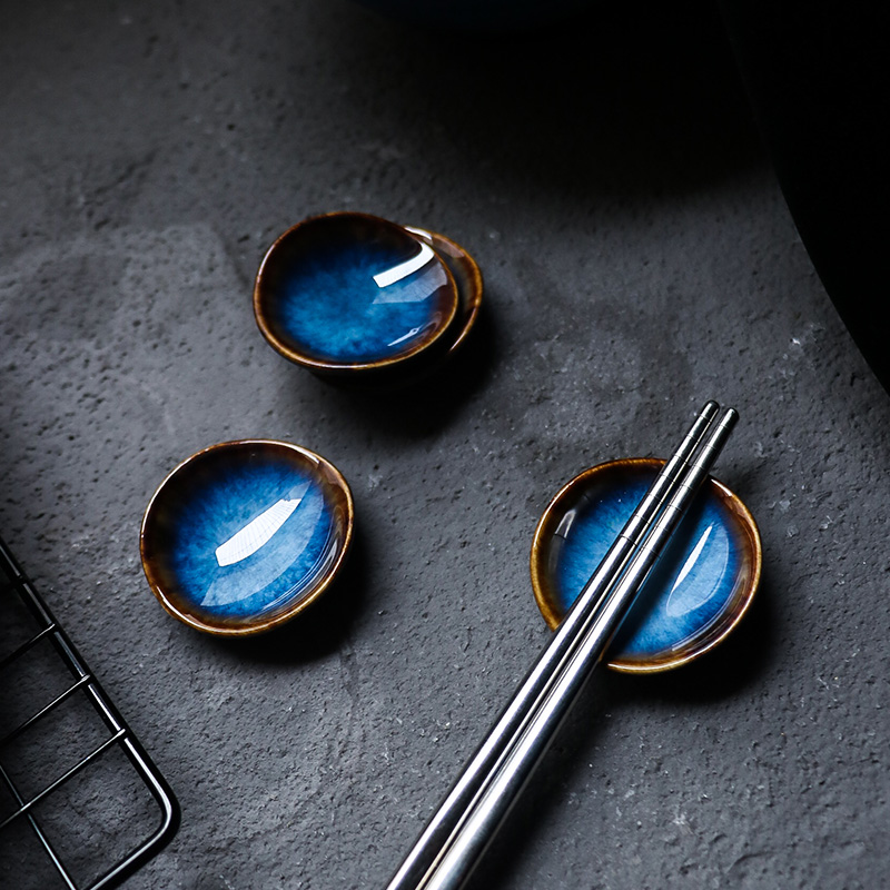 Tao is soft the cat 's eye blue plane irregular multifunctional restaurant decoration decoration chopsticks tableware mustard mini disc