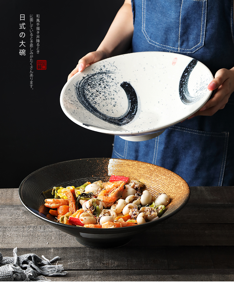 Tao soft ceramic large soup bowl bowl household pickled fish bowl of salad bowl deep bowl dish poon choi bowl of noodles in soup bowl