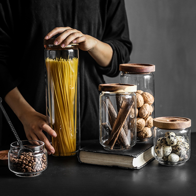 Tao soft wood cover sealing glass pot food as cans of dry goods receive of snacks grain storage tank caddy fixings