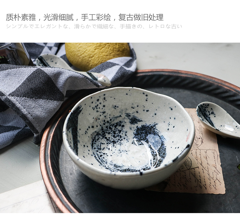 Tao soft household ceramic bowl of fruit salad bowl bowl bowl flat bowl of creative move Chinese wind restoring ancient ways to use of Japanese