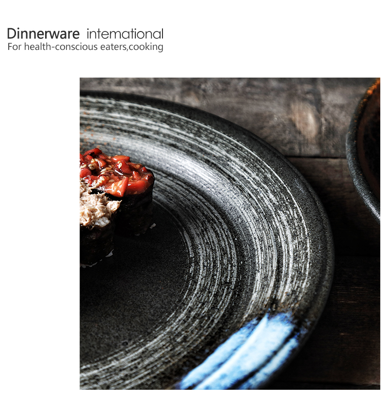 Tao soft Japanese large plate of restoring ancient ways round western food dish fish dish home restaurant hotel ceramic disc plate