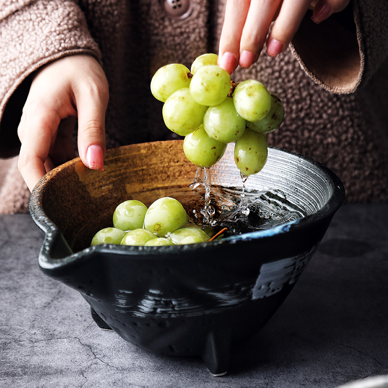 Tao soft Japanese mixing bowl bowl of milk mix rainbow such as bowl three feet retro move characteristics tableware creative bigger sizes large soup bowl