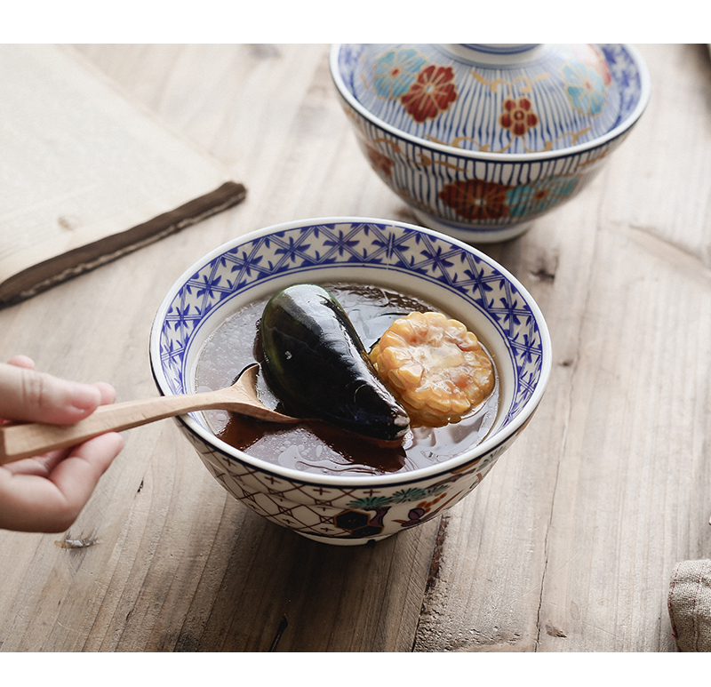Tao soft Japanese mercifully rainbow such as bowl with cover steamed egg stew bowl bowl ceramic bowl to offer them home soup tureen a single large soup bowl