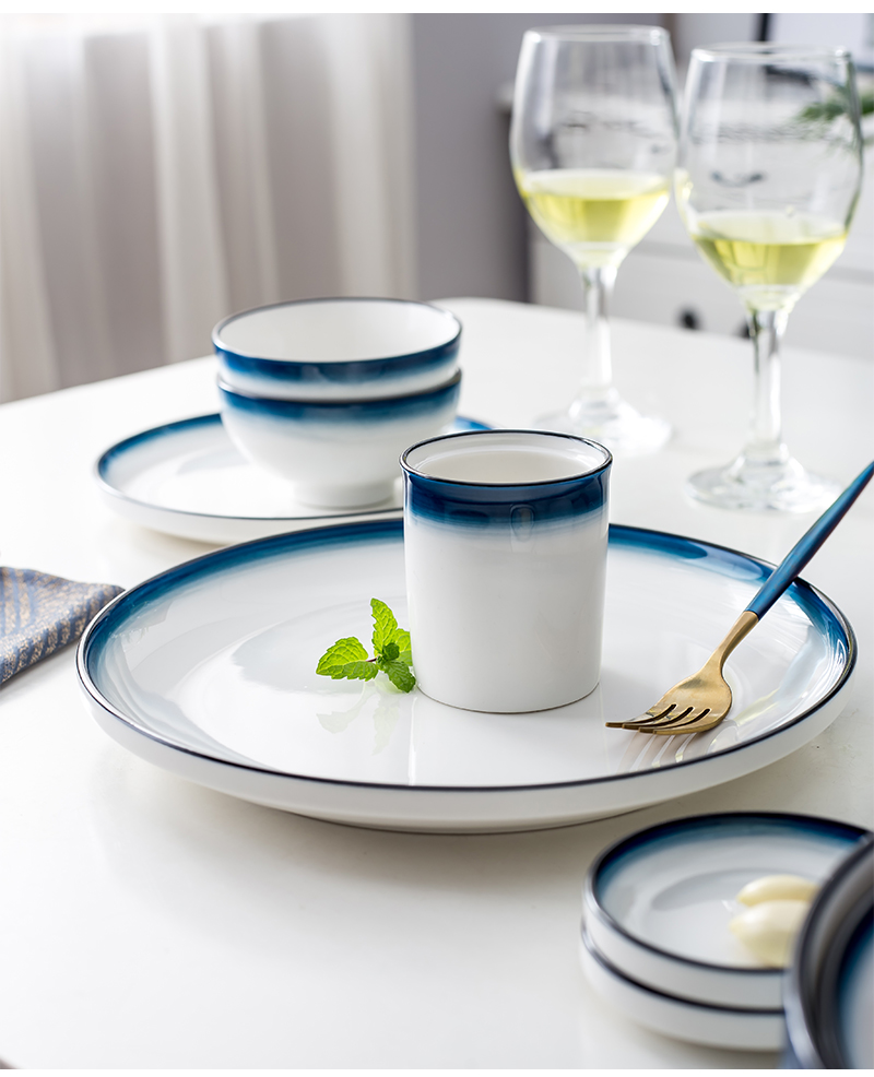 Tao soft Nordic style ceramic tableware bowl bowl circle disc fish bowl dish plates spoons deep plate
