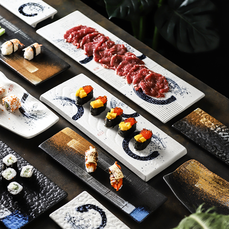 Tao soft ceramic hotel restaurant sushi plate strip plate plate plate cake dessert Japanese sashimi cold dishes dishes