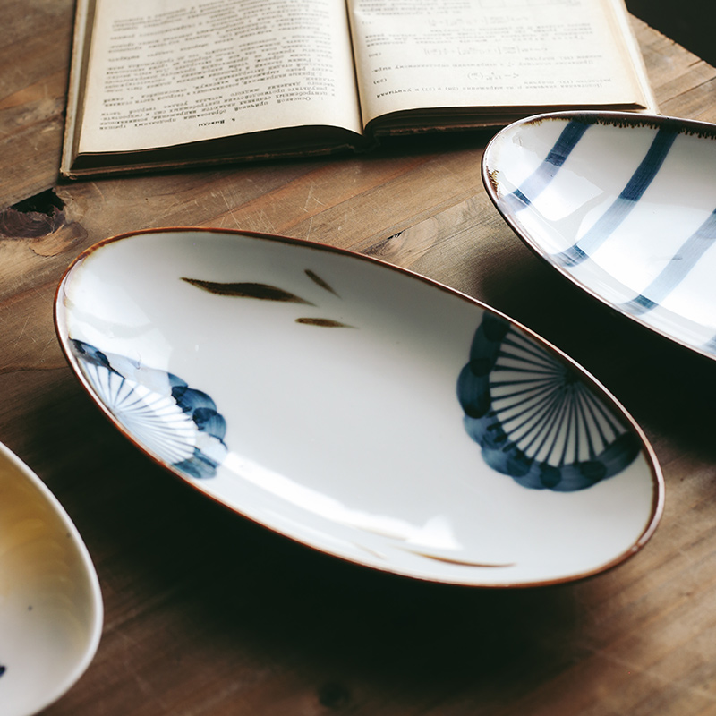 Tao soft Japanese sushi plate oval fish dish plate household fruit bowl individuality creative ceramic plate