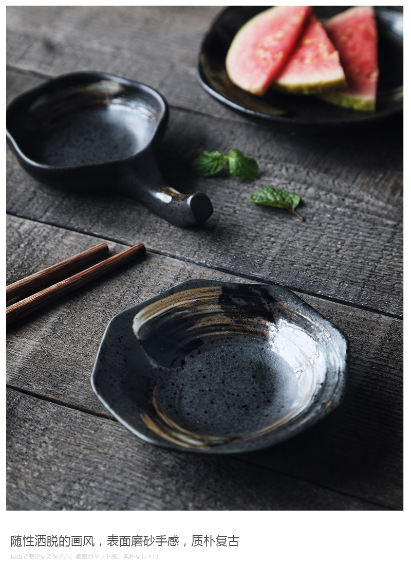 Tao soft Japanese creative hand - made tableware retro seasoning sauce dish of sauce bowl shaped bowl ceramic plate small dishes