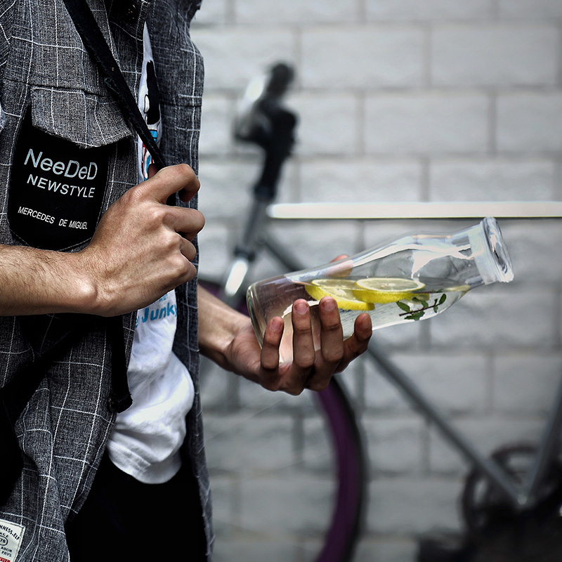 Tao soft portable large capacity glass cup cup lemon juice cup with a cup of tea water flower cups with cover