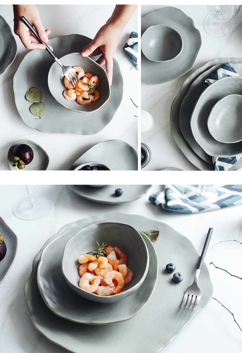 Tao soft restaurant dish dish dish household ceramics irregular rice bowls bowl of salad bowl dish plate tableware