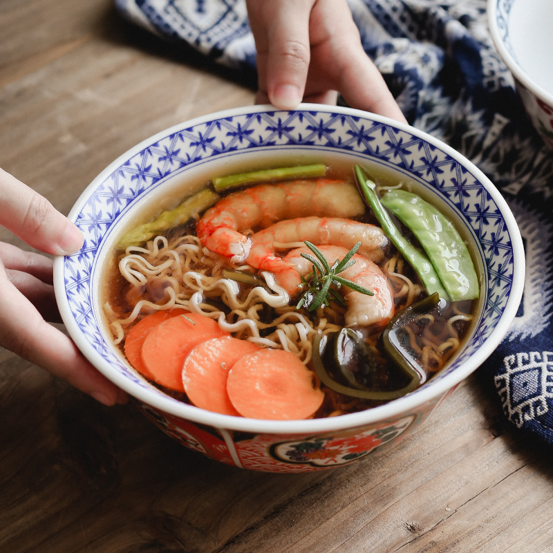Tao soft Japanese and wind 7 "rainbow such use ceramic tableware tureen large domestic large bowl of noodles with rainbow such to use individual