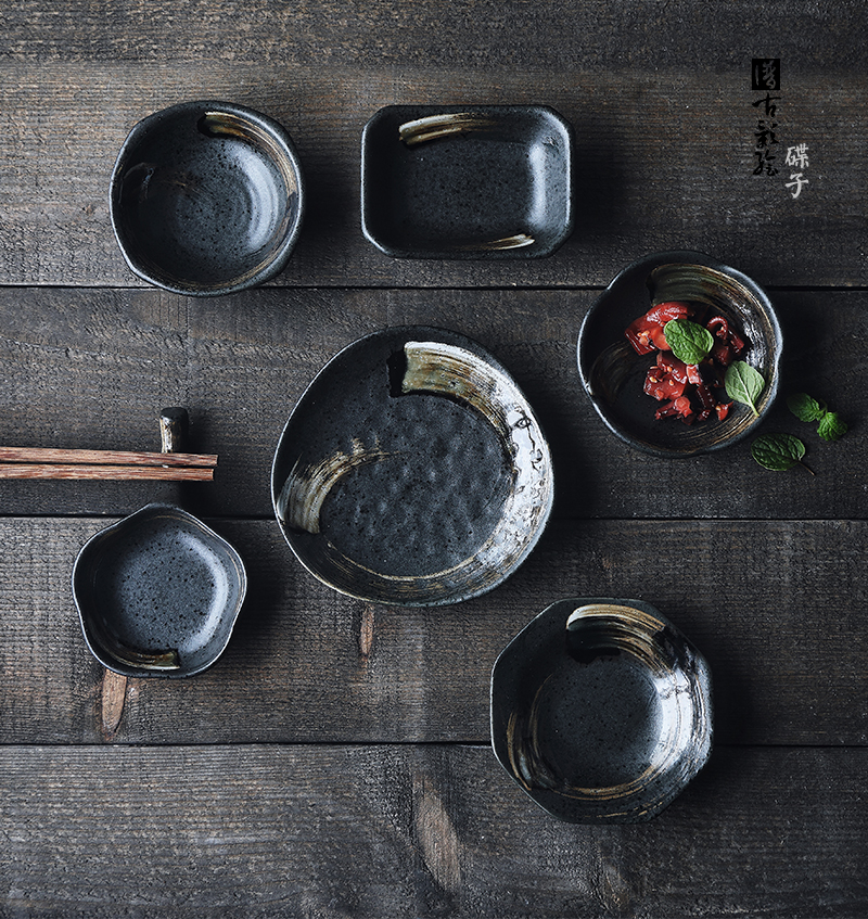 Tao soft Japanese creative hand - made tableware retro seasoning sauce dish of sauce bowl shaped bowl ceramic plate small dishes