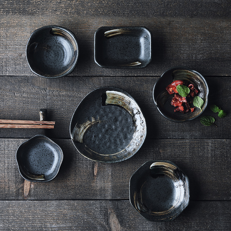 Tao soft Japanese creative hand - made tableware retro seasoning sauce dish of sauce bowl shaped bowl ceramic plate small dishes