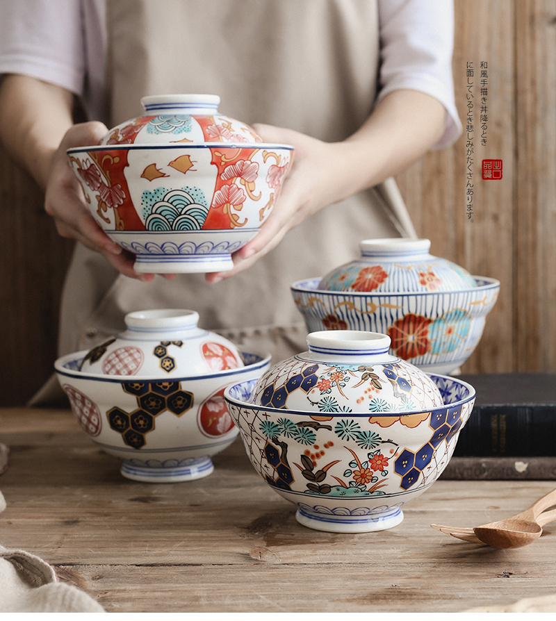 Tao soft Japanese mercifully rainbow such as bowl with cover steamed egg stew bowl bowl ceramic bowl to offer them home soup tureen a single large soup bowl