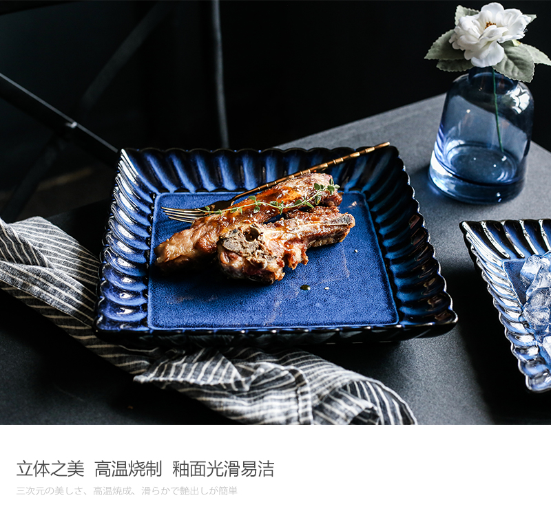 Tao soft is Europe type restoring ancient ways, chamomile blue ceramic tableware for western food restaurant dish fruit dish dish dish platter