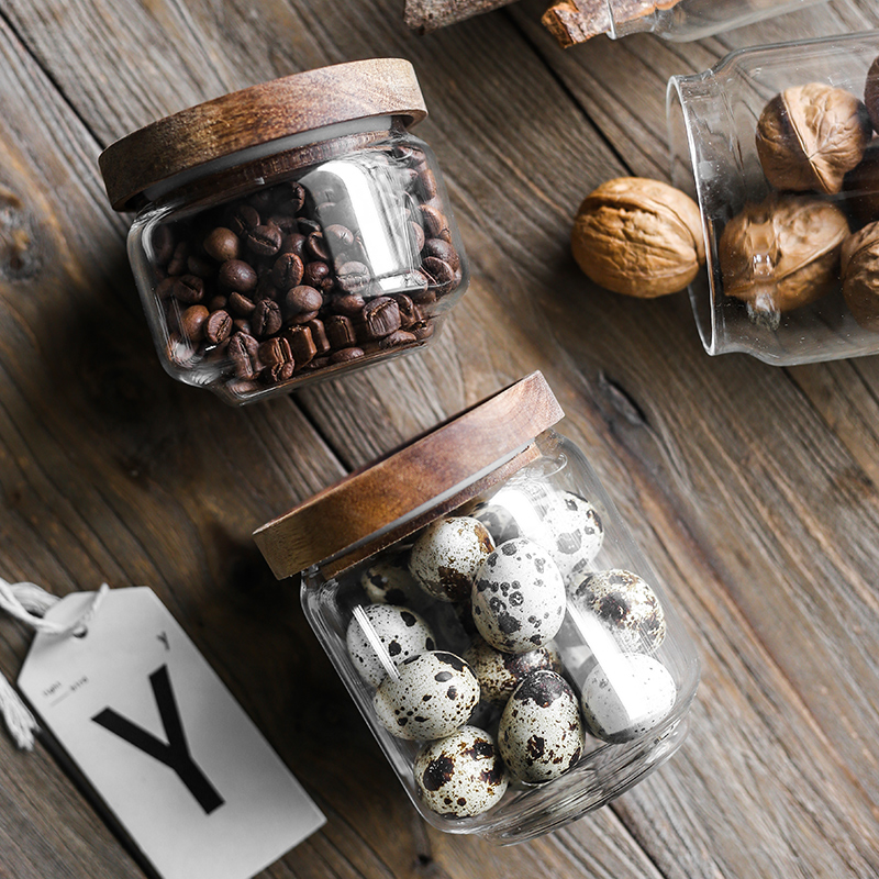 Tao soft wood cover sealing glass pot food as cans of dry goods receive of snacks grain storage tank caddy fixings