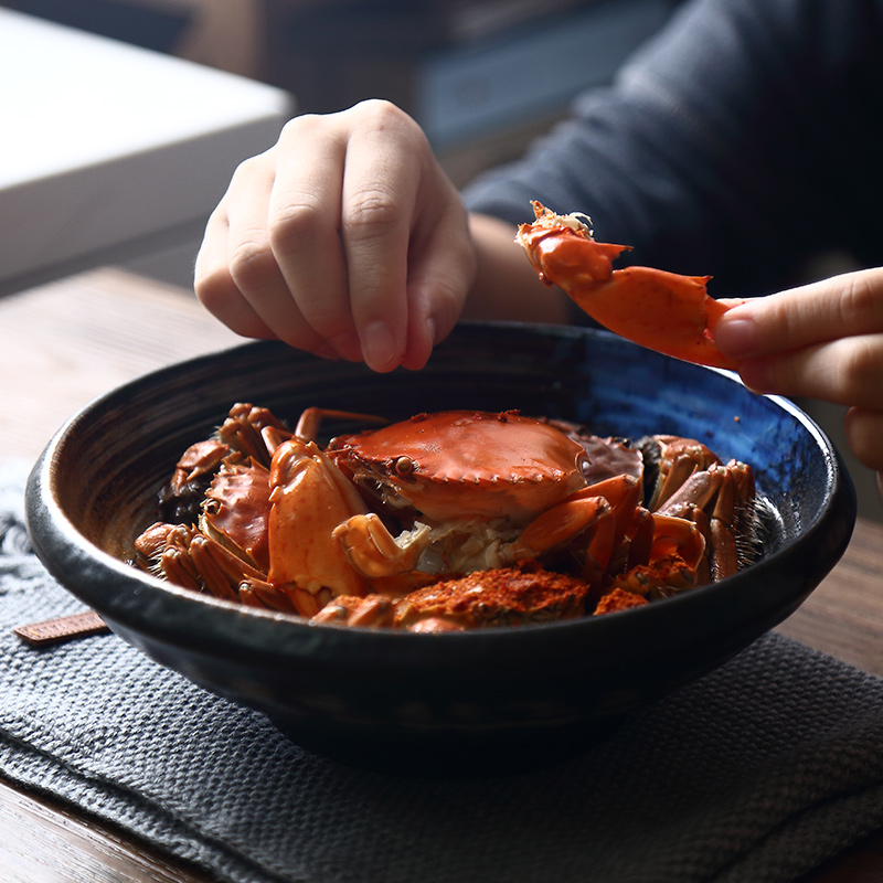 Tao soft Japanese hat to creative a large rainbow such as bowl with retro hand - made ceramic beef such as soup bowl such as always