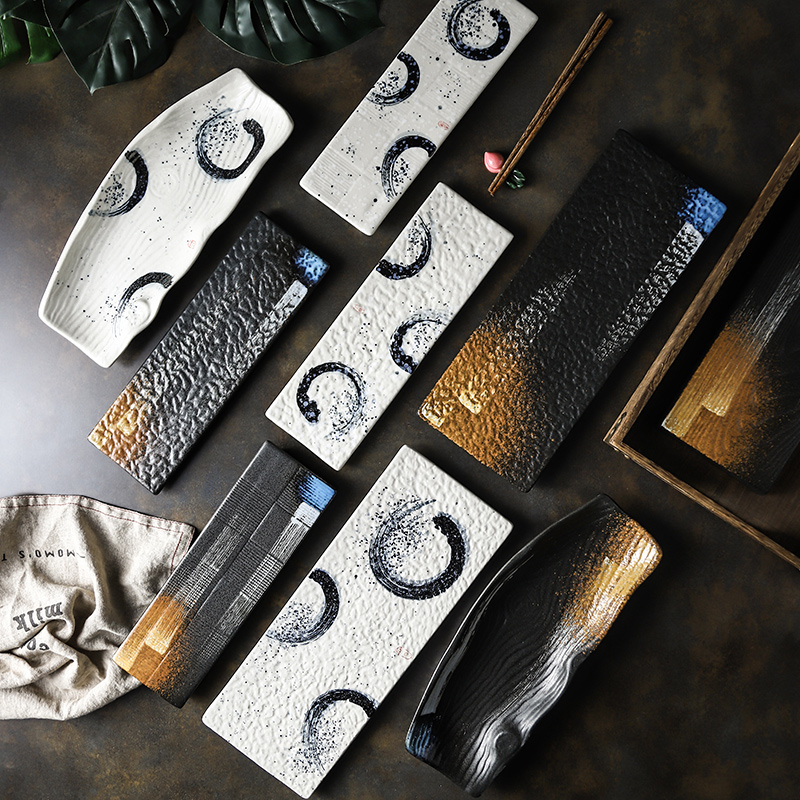 Tao soft ceramic hotel restaurant sushi plate strip plate plate plate cake dessert Japanese sashimi cold dishes dishes