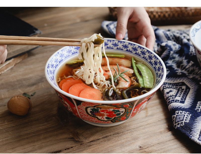 Tao soft Japanese and wind 7 "rainbow such use ceramic tableware tureen large domestic large bowl of noodles with rainbow such to use individual