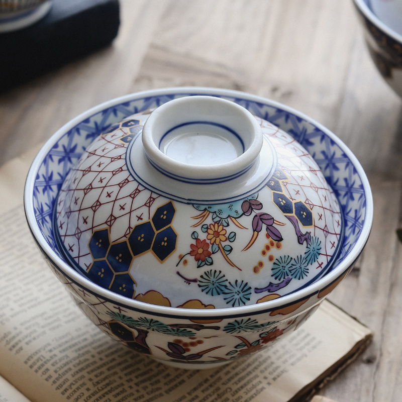 Tao soft Japanese mercifully rainbow such as bowl with cover steamed egg stew bowl bowl ceramic bowl to offer them home soup tureen a single large soup bowl