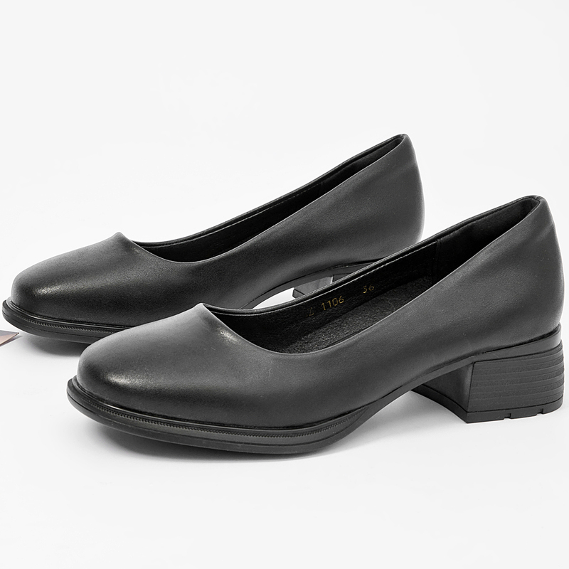 Silent Square-Toe Thick-Heeled High-Heeled Shoes for Women, Black Leather Shoes, Comfortable Work Shoes, Soft-Soled Civil Service Interview Shoes for Women