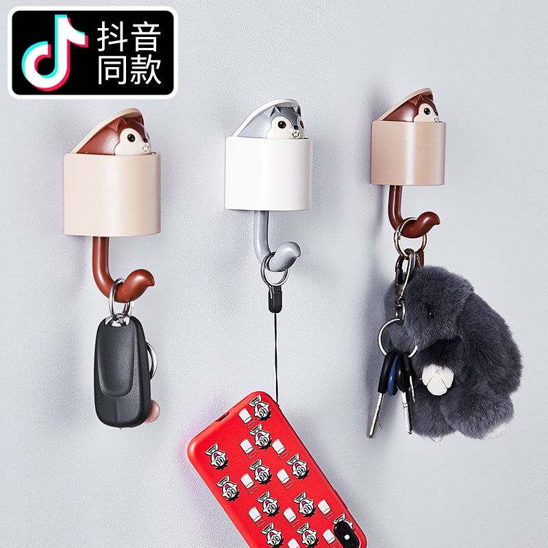 Door of entry door to door Hanging Key Containing Layer Rack Swing Piece Doorway Wall Free Hanging Hook Hook Squirrel Hanger Squirrel Hanger