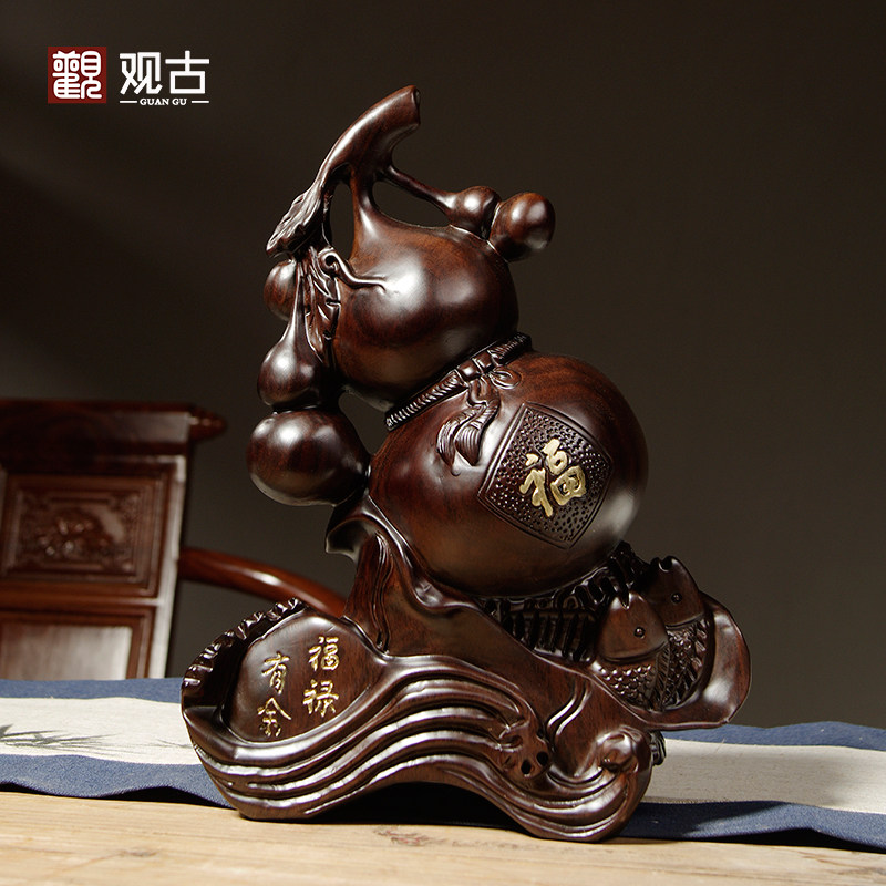 Black Sandalwood Engraving Foru With Fish Hyacinth Pendulum Pieces Real Wood Home Living Room Office Decoration Furnishing Craft Gift Hem