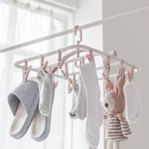 Socks drying hanger foldable underwear drying rack plastic multi-clip drying machine household multifunctional drying hanger