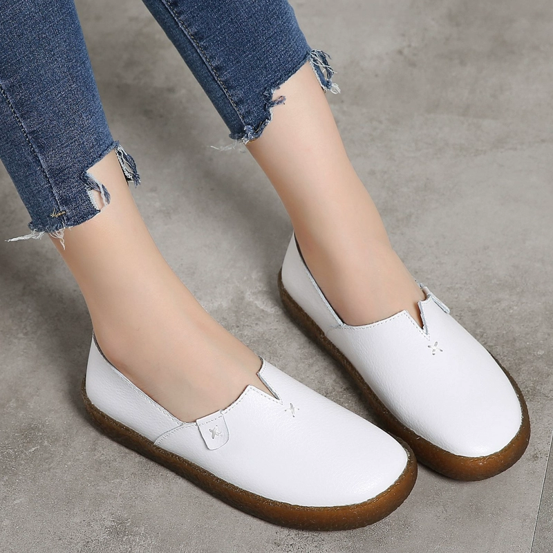 Bàn đạp chân to 40 cộng với size 41 béo chân chống trơn trượt đế bằng mềm đế chân giày nữ thấp bốn mùa giày bà - Giày cắt thấp